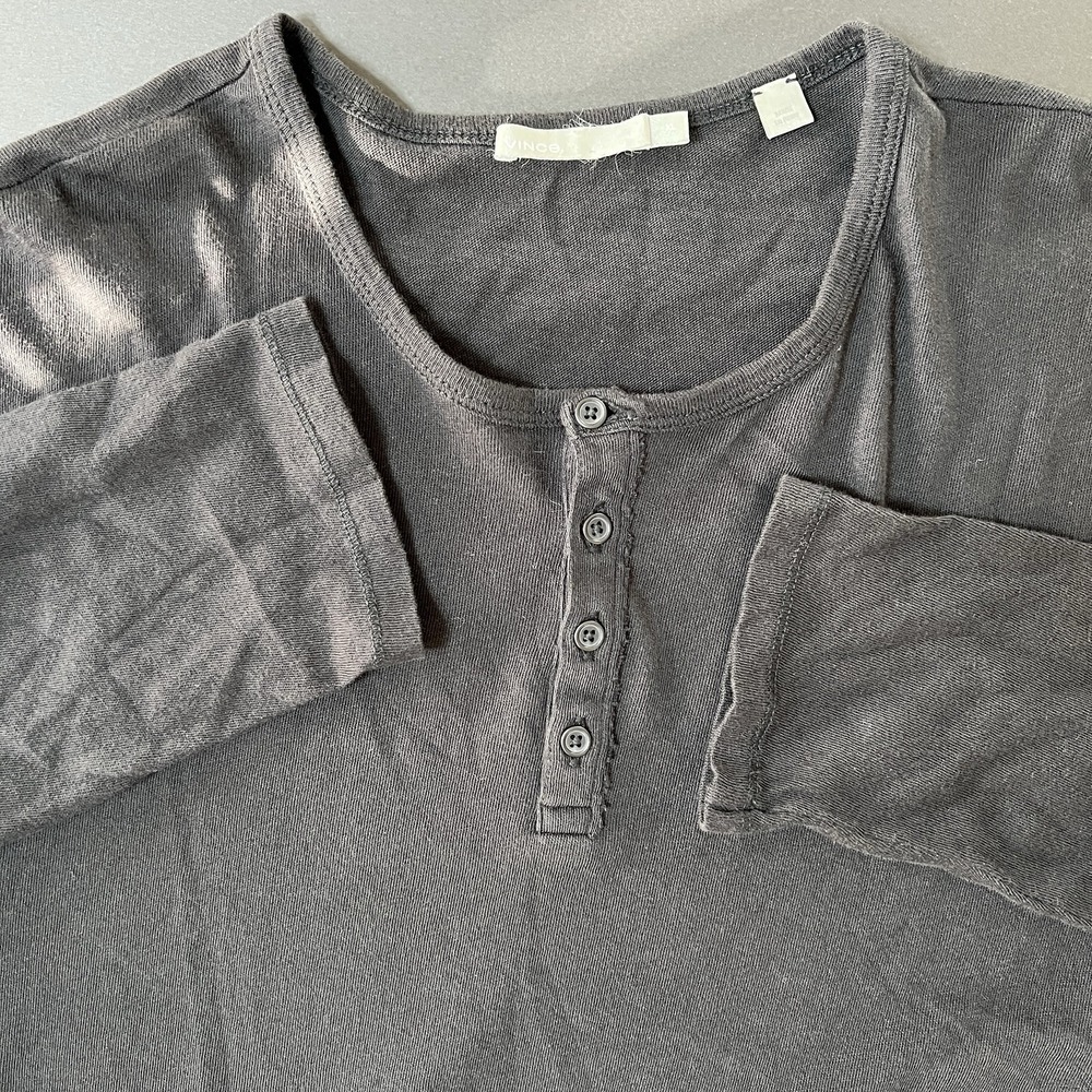 Vince Henley Long Sleeve Shirt Men's XL Black Designer Minimalist Luxury‎ Preppy